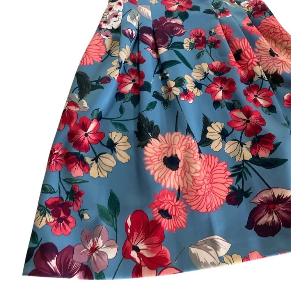 Vince Camuto womens size 8 midi dress floral scuba knit no wrinkle gardencore - Picture 7 of 11